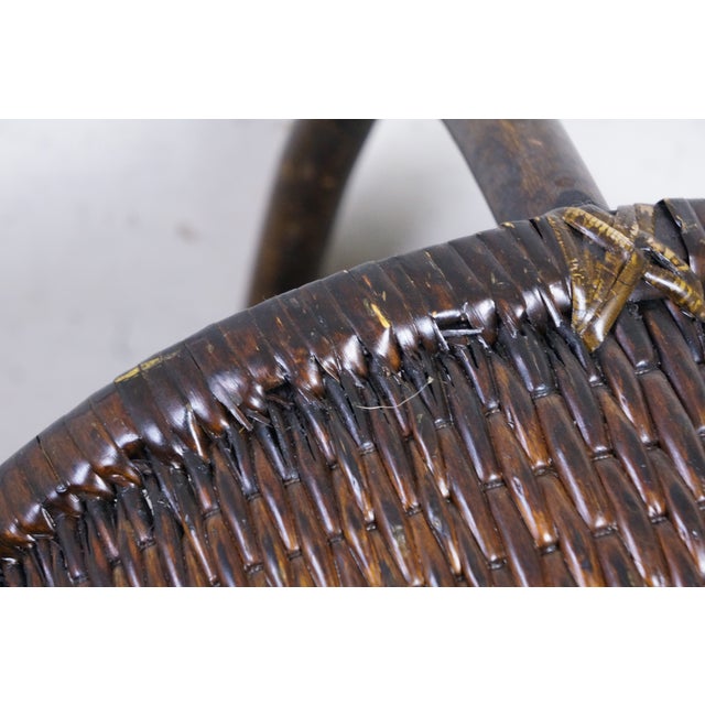 Antique Chinese Bentwood Woven Willow Rice Harvest Gathering Basket 16" For Sale - Image 13 of 15