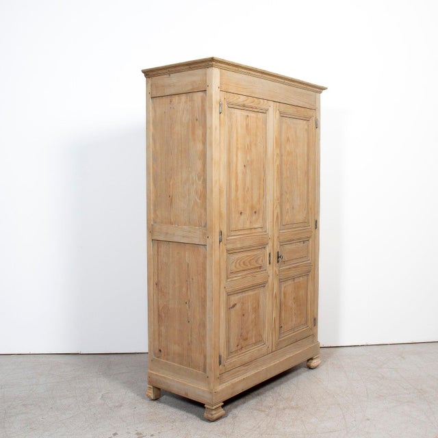 French Provincial Mid-19th Century Antique French Louis Philippe Period Bleached Pine Armoire For Sale - Image 3 of 13