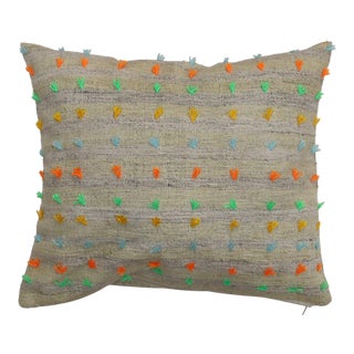 Early 20th Century Kilim Flare Orange Green Pillow For Sale