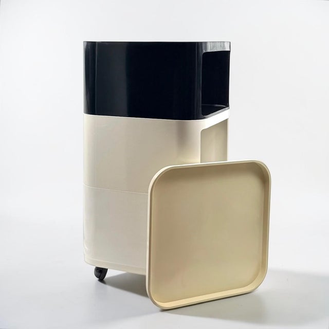 Vintage Black and White Componibili 4970 by Anna Castelli Ferrieri for Kartell, Italy, 1970s, Set of 3 For Sale - Image 10 of 16