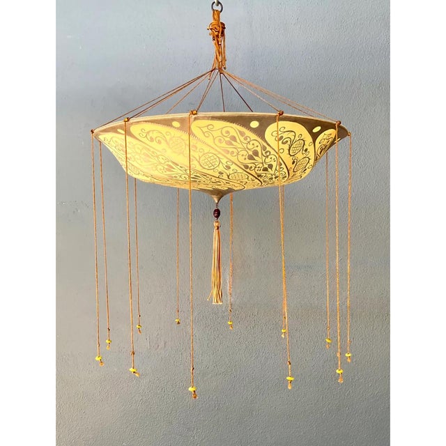 Vintage Italian Fortuny Hand Painted Chandelier For Sale - Image 10 of 12