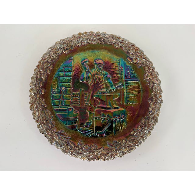 Glass Set of 4 Vintage Fenton Art Glass Amethyst Iridescent Commemorative Plates, 1970–1972 For Sale - Image 7 of 11