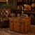 Tan Handmade Leather Storage Trunk Side Table, Vintage English Belted Chest, Tan Leather Occasional Table, Brass Hardware Campaign Furniture For Sale - Image 8 of 8