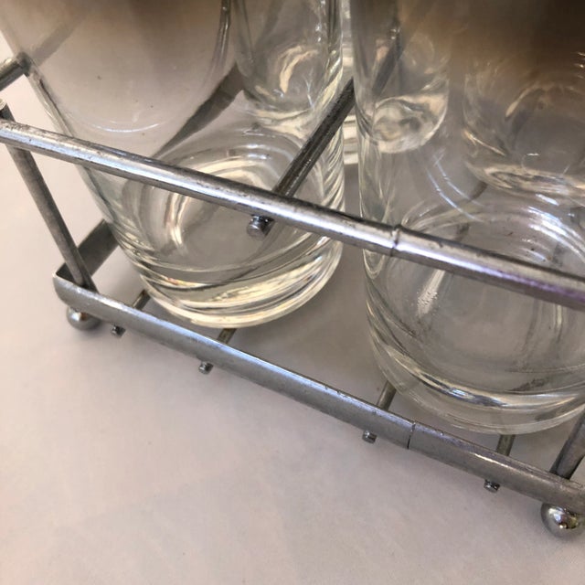 1970s Midcentury Dorothy Thorpe Style Highball Glasses S/8 With Caddy For Sale - Image 5 of 6