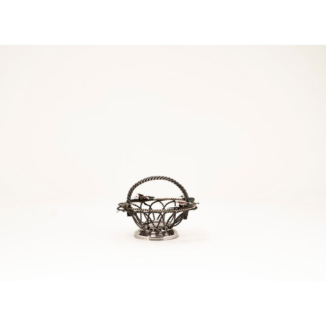 Small Hollywood Regency Wire Basket with Floral Decoration, 1950s For Sale - Image 9 of 9