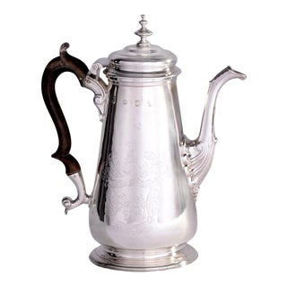 1730s English George II Sterling Silver Coffee Pot For Sale