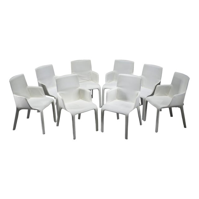 Gio Dining Chairs in Ecru Leather by Walter Knoll, Germany, 2000s, Set of 8 For Sale