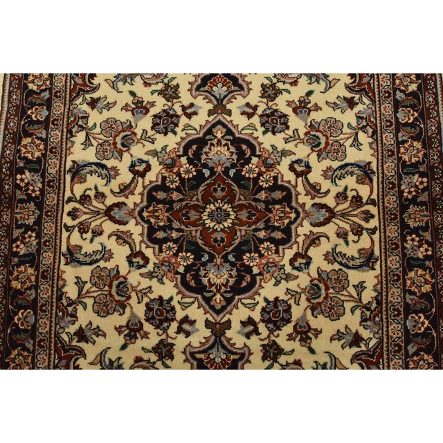 2000 - 2009 Fine Kashmar Rug 3’5′ X 4’8” Ivory Wool Traditional Hand-Knotted Carpet For Sale - Image 5 of 12