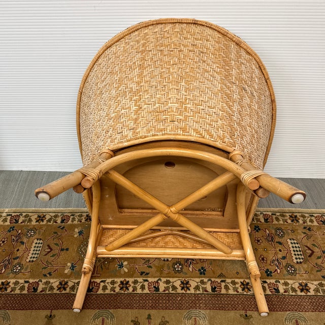 Mid 20th Century Woven Rattan Tub Chairs, Pair For Sale - Image 10 of 12