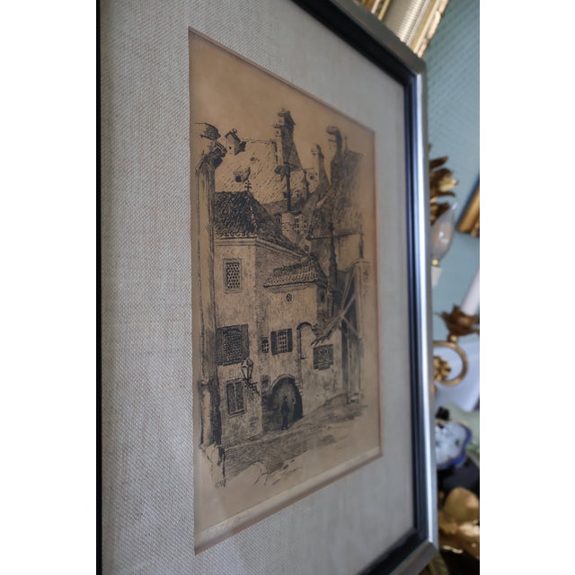Antique Harley D. Nichols Pencil-Signed “Rath Haus, Munich” Original Etching—Framed For Sale - Image 10 of 15