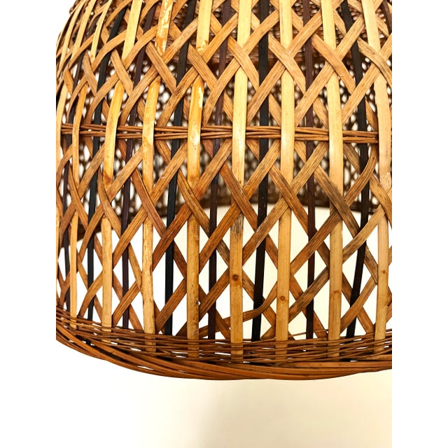 Mid-Century Wicker Pendant Lamp For Sale In Buffalo - Image 6 of 10