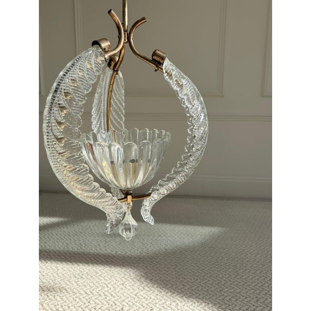 Mid-Century Murano Glass and Brass Pendant Light from Barovier & Toso, 1950s For Sale - Image 12 of 18