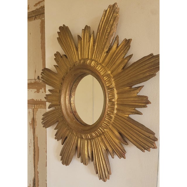 Italian Gilt Sunburst Mirror, 1940s For Sale - Image 5 of 11