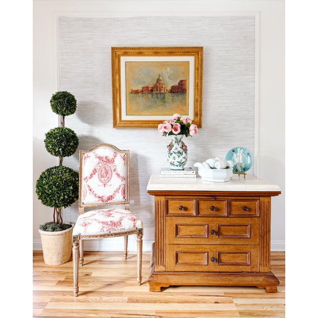 Pair of Louis XVI Style Toile De Jouy Side Chairs by Fournier Paris For Sale - Image 17 of 18