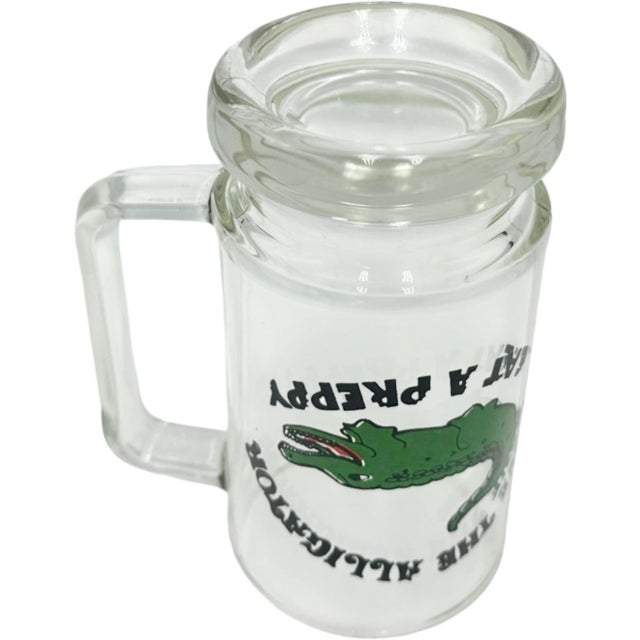 Vintage “Save the Alligator Eat a Preppy” Glass Beer Stein For Sale In Washington DC - Image 6 of 9