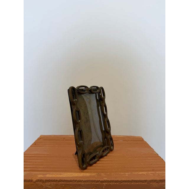 Mid-Century Brazilian Modern Bronze Chainlink Picture Frame, 1960s For Sale - Image 4 of 11