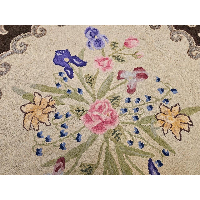 Vintage Hand Hooked Rug, Wool & Cotton, Floral Pattern, American Folk Art, 3x4 For Sale - Image 14 of 17