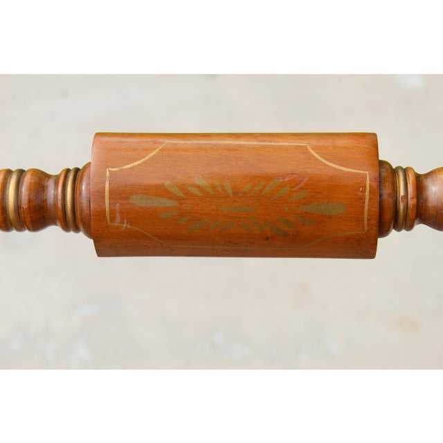 Vintage Hitchcock-Style Maple Bench With Woven Rush Seat & Gold Stenciling For Sale - Image 11 of 18