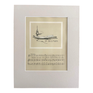 Antique 1888 December Lullaby Sheet Music Print pub. by Prang 1n 11x14 Mat, EUC