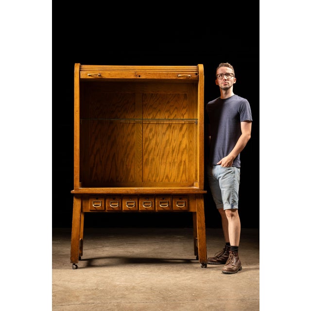 Industrial Vintage Tambour Door Laboratory Cabinet by Wiese For Sale - Image 3 of 14