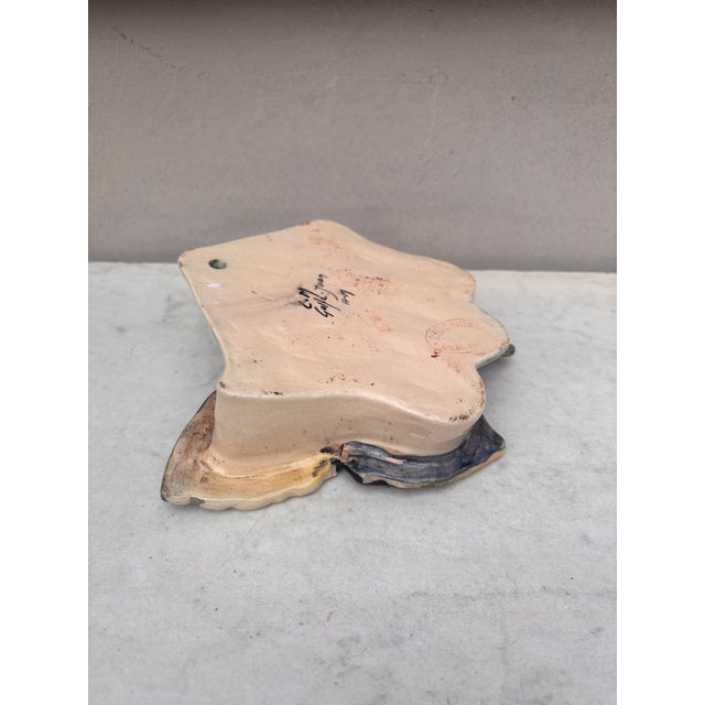 1900 - 1909 Rare Majolica Butterfly Wall Pocket Clement Massier, Circa 1900 For Sale - Image 5 of 6