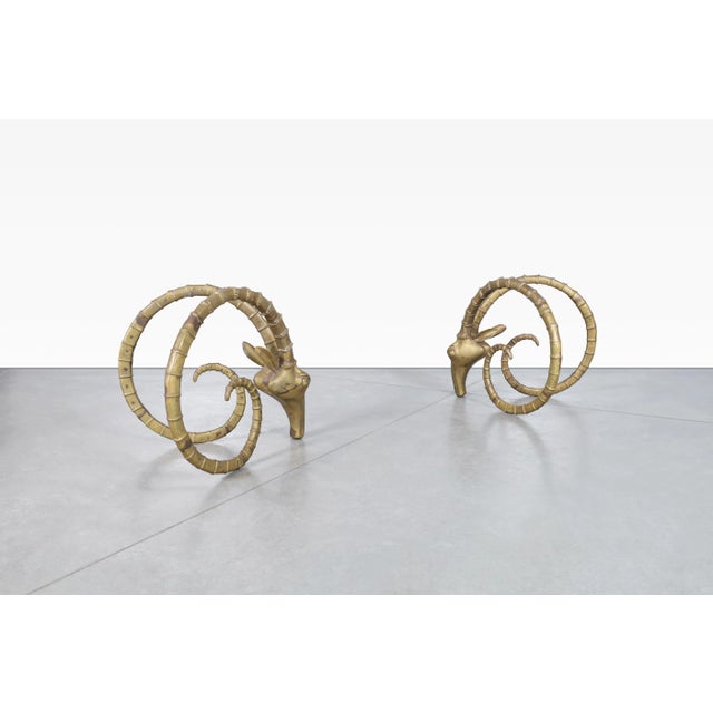 Vintage Brass Ibex Rams Head Dining Table in the Style of Alain Chervet, 1970s For Sale In Los Angeles - Image 6 of 12