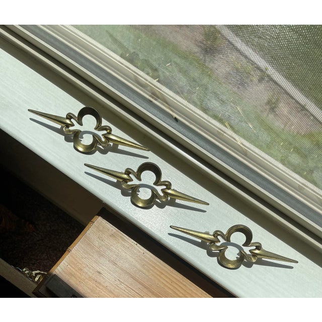 60s / 70s Mid-Century Replacement Hardware Brass - Set of 3 For Sale - Image 11 of 12
