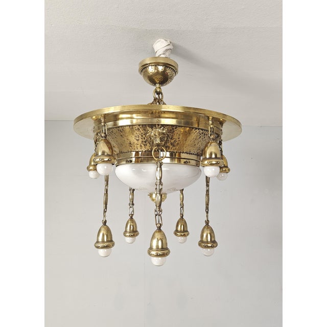 Art Nouveau Ceiling Lamp with Lion Heads, 1900s For Sale - Image 6 of 15