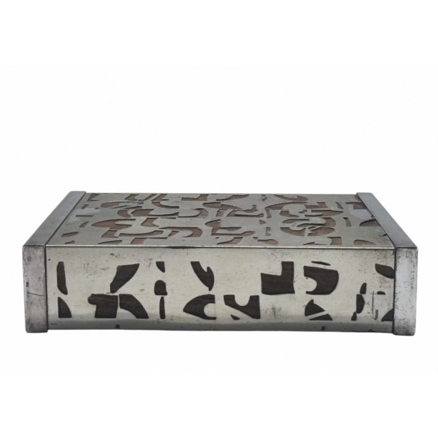 Brown Wooden and Perforated Metal Box, Italy, 1970s For Sale - Image 8 of 8