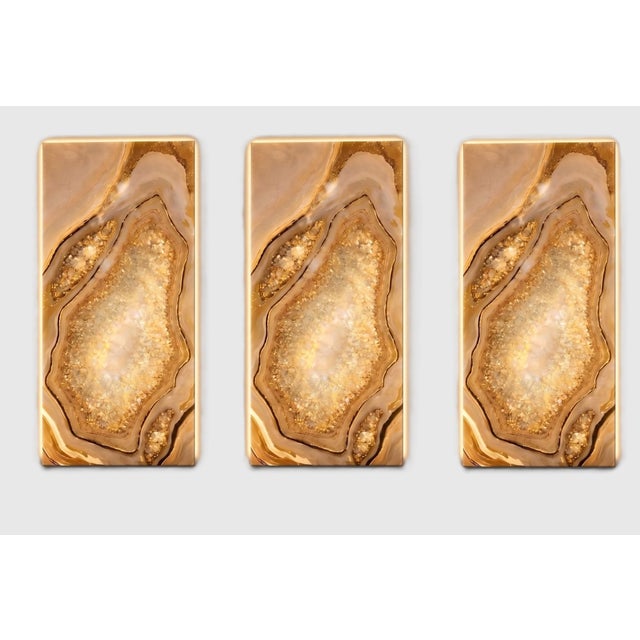 Set of 3 aurora geode triptych wall art panels by sev art gallery. Dimensions: each panel w 100 x d 4 x h 180 cm....