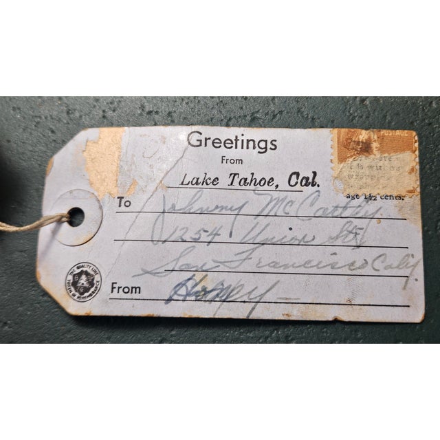 Vintage 1942 Birch Bark," Mailer Canoe" From Kings Beach, Ca With Original Stamp and Tag For Sale - Image 10 of 10
