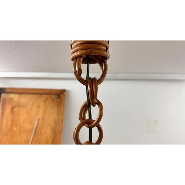 French Sculptural Wicker and Paper Pendant Light, 1960s For Sale - Image 9 of 12