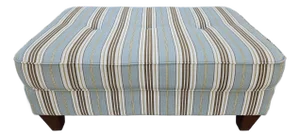 Blue and Brown Pillow Top Tufted Cocktail Ottoman Footstool