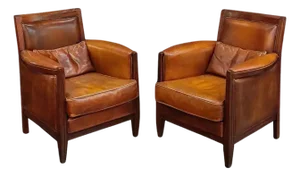 English Leather Library Armchairs From the Art Deco Era 'Priced Individually'