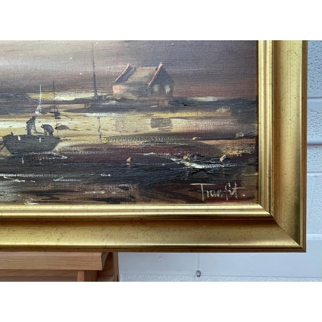 1980s Frank Fitzsimons, Golden Brown Ireland Seascape Landscape at Dusk by Contemporary Irish Artist, 1985 Circa For Sale - Image 5 of 10