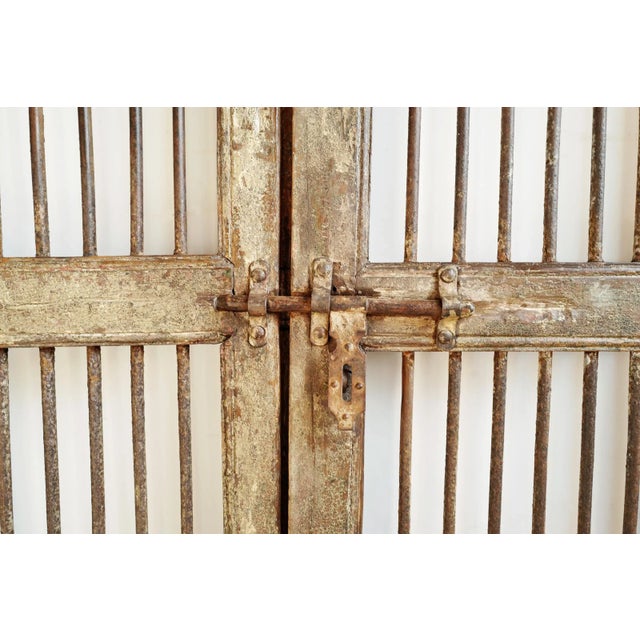 Early 20th Century Vintage Jali Iron & Wood Gates - a Pair For Sale - Image 5 of 10