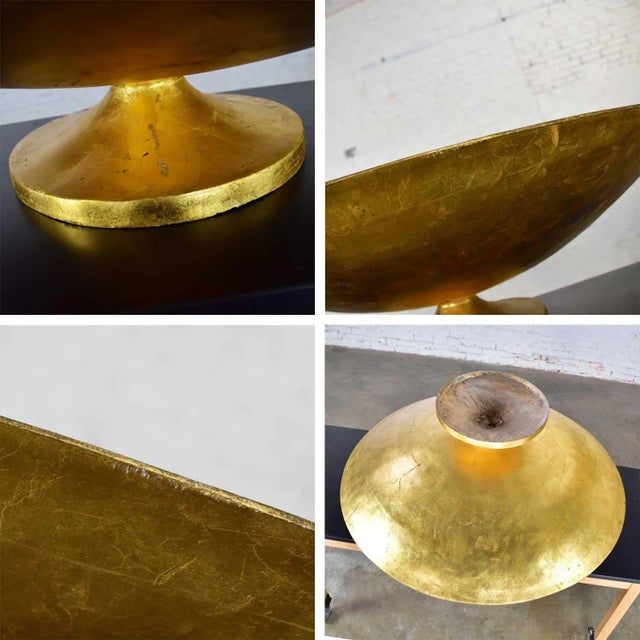 Late 20th Century Monumental Four Foot Diameter Fiberglass Gold Leaf Footed Bowl Store Display For Sale - Image 12 of 13