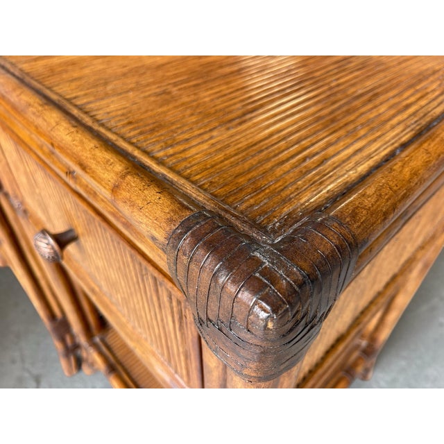 Brown Lexington Tommy Bahama Bali Hai Del Sol Pencil Rattan Nightstands, a Pair For Sale - Image 8 of 11