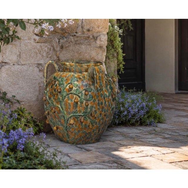 Italian Majolica Three-Armed Pear Planter Vase For Sale In West Palm - Image 6 of 12