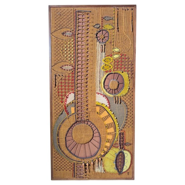 Vintage Wall Hanging Woven Textile in Wool, Jute, Cotton, and Wood, 1970s For Sale - Image 13 of 13