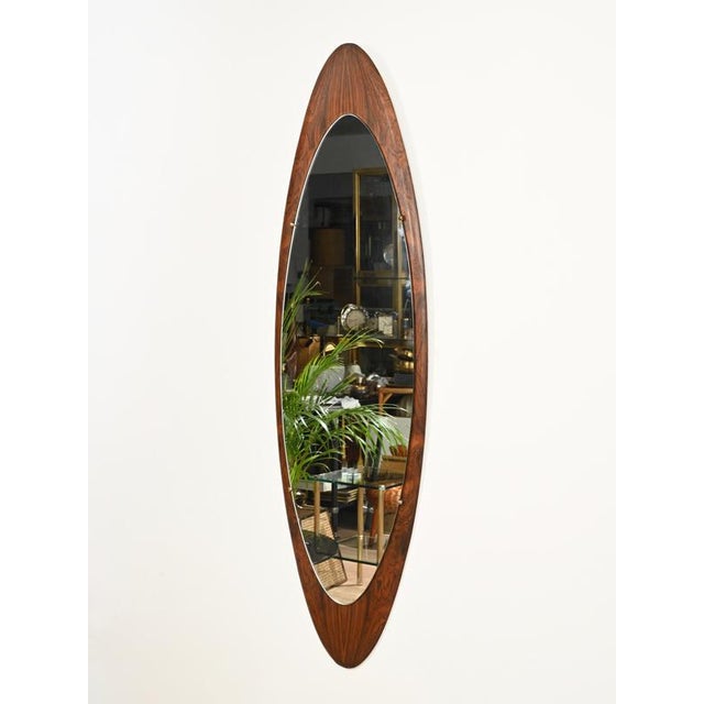 Vintage Italian Mirror in Rosewood and Brass by Osvaldo Borsani, 1950s For Sale - Image 11 of 12