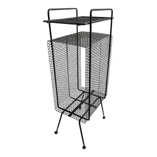 1950s Richard Galef for Ravenware Mid-Century Modern Metal Magazine Rack & Stand For Sale