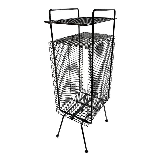 1950s Richard Galef for Ravenware Mid-Century Modern Metal Magazine Rack & Stand For Sale