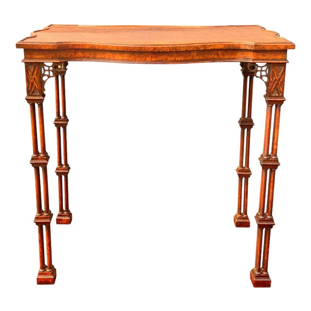 George III Style Burl Walnut and Mahogany China Table Attributed to Gillow For Sale