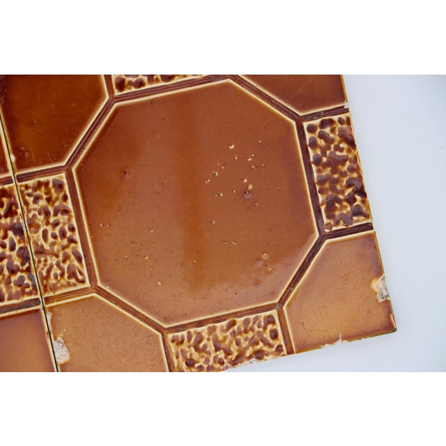 1910s 1910s Set of Four Large Art Deco Glazed Brown Tiles, Portuguese For Sale - Image 5 of 12