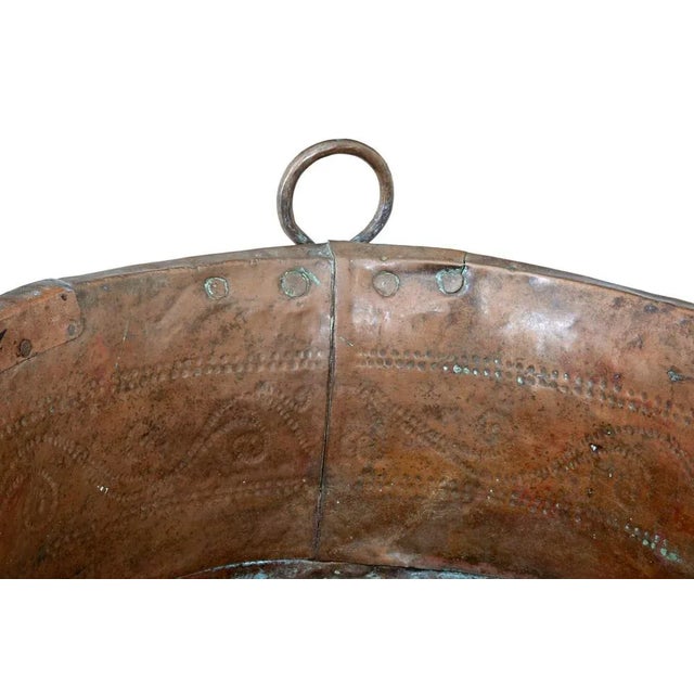 Metal Antique Embossed Cooking Pot in Brass and Copper For Sale - Image 7 of 9