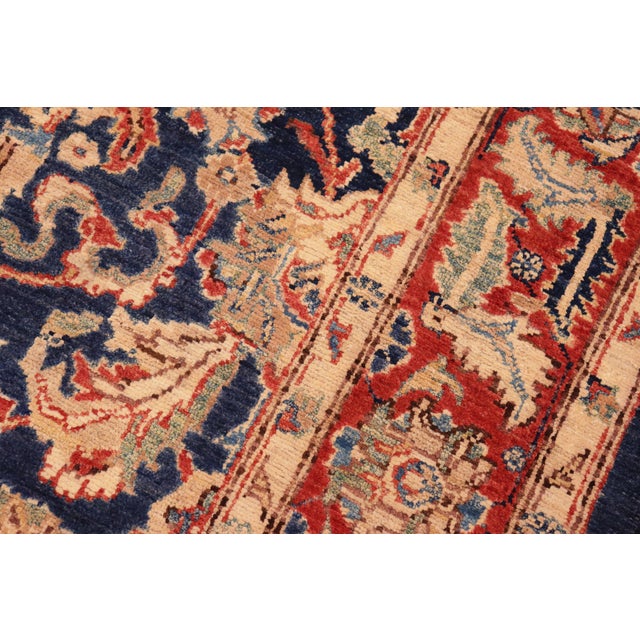 Textile Boho Chic Ziegler Blue Red Hand-Knotted Wool Rug - 6'0'' X 8'10'' For Sale - Image 7 of 8