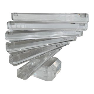 Vintage Lucite Spiral Karl Springer Attributed 12 Candle Candelabra Candle Holder Sculptural Centerpiece For Sale