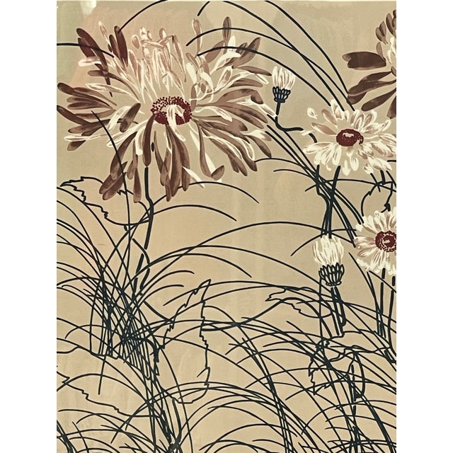 Vintage 1975 Framed Floral Screen Print Dated Botanical Wall Art.. For Sale - Image 10 of 10