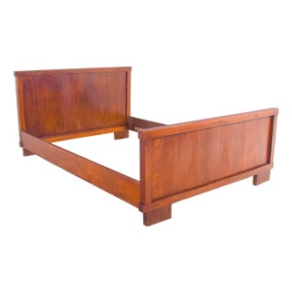 Mid-Century Modern Portuguese Wooden Bed Frame, 1950 For Sale